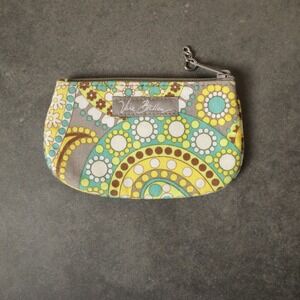 Vera Bradley Coin Purse ID Window Zip Pouch Floral Yellow‎ Green